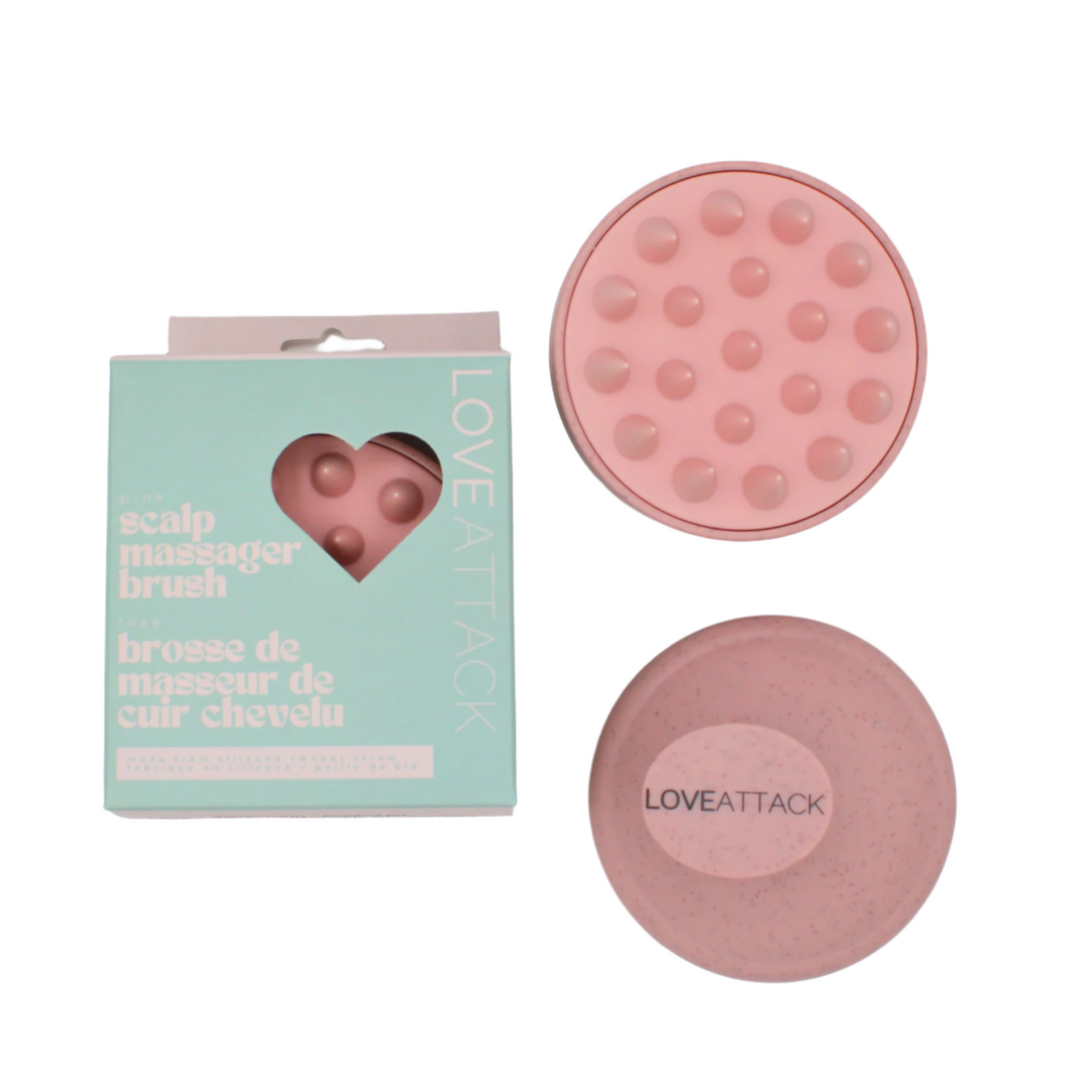 Wheat Straw + Silicone Scalp Massager Brush: Pink