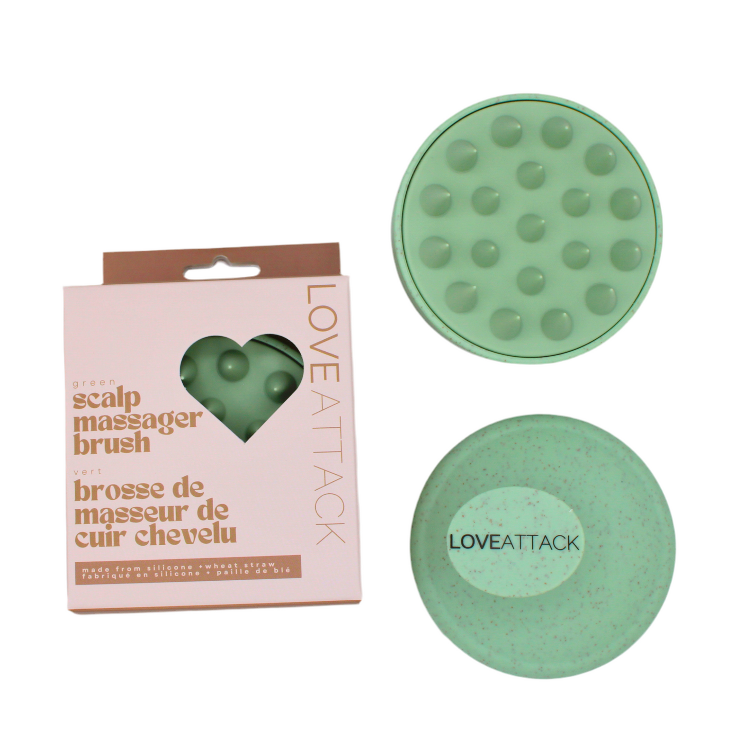 Wheat Straw + Silicone Scalp Massager Brush - Green