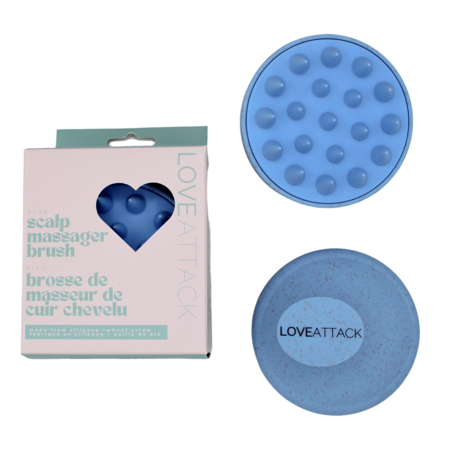 Wheat Straw + Silicone Scalp Massager Brush - Blue