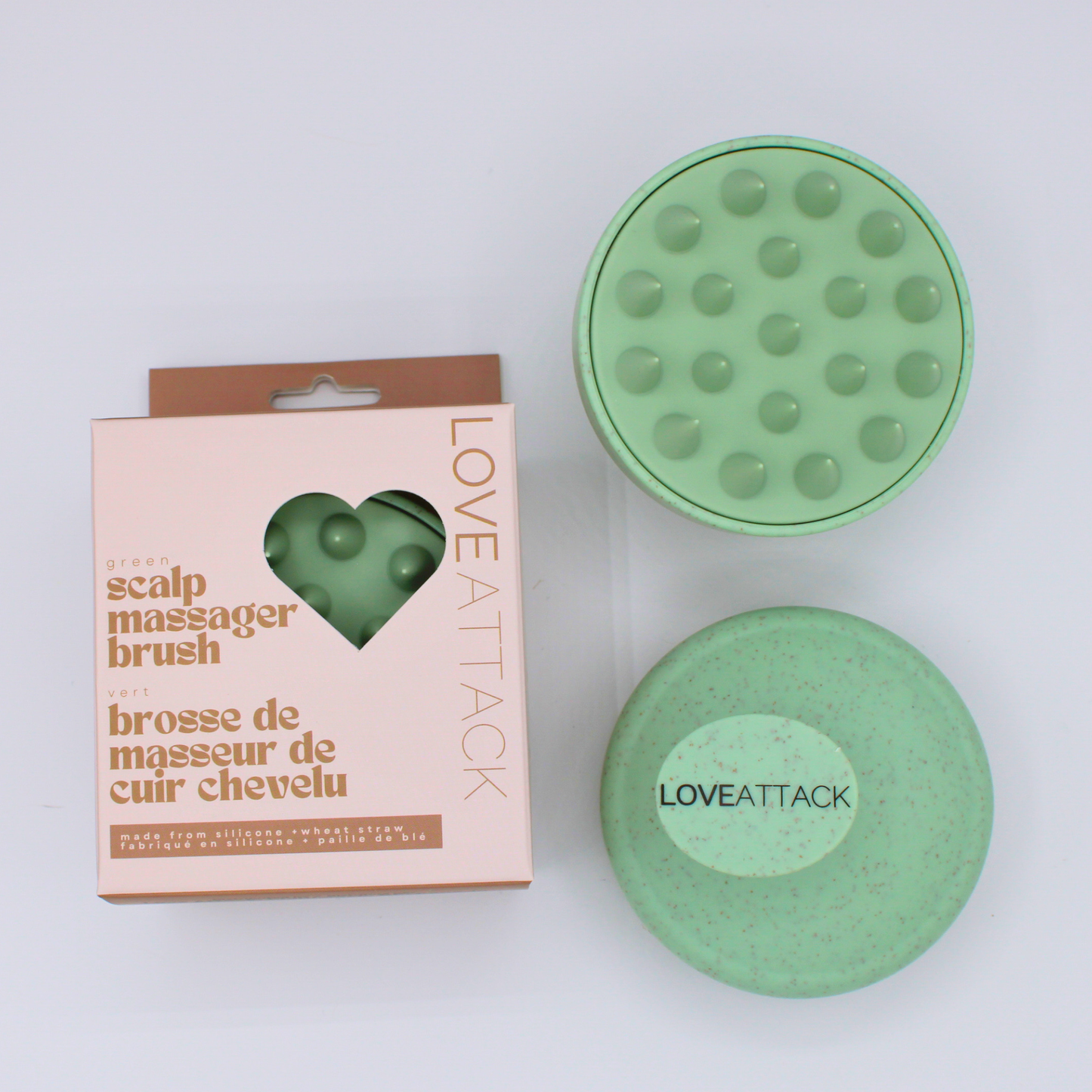Wheat Straw + Silicone Scalp Massager Brush: Pink