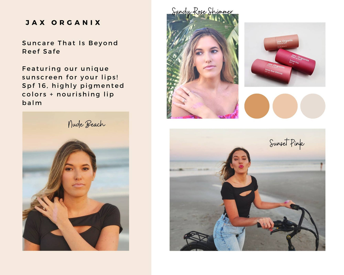 Jax Organix SPF 16 Tinted Lip& Face Balm: Sunset Pink