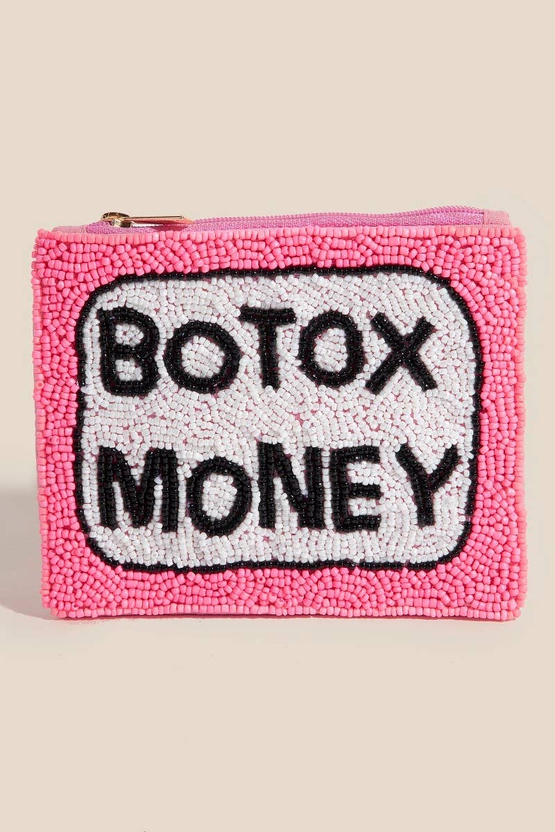Seed Beaded Botox Money Coin Purse: MULTI