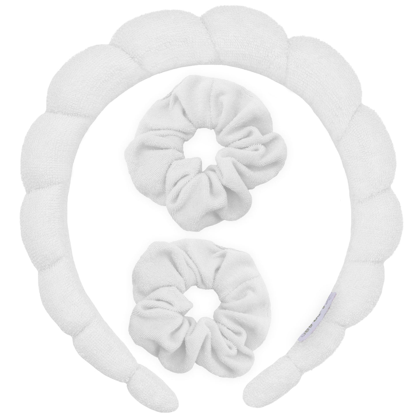 Spa Headband - Skincare Headband & Scrunchie Wristband Set: Pink